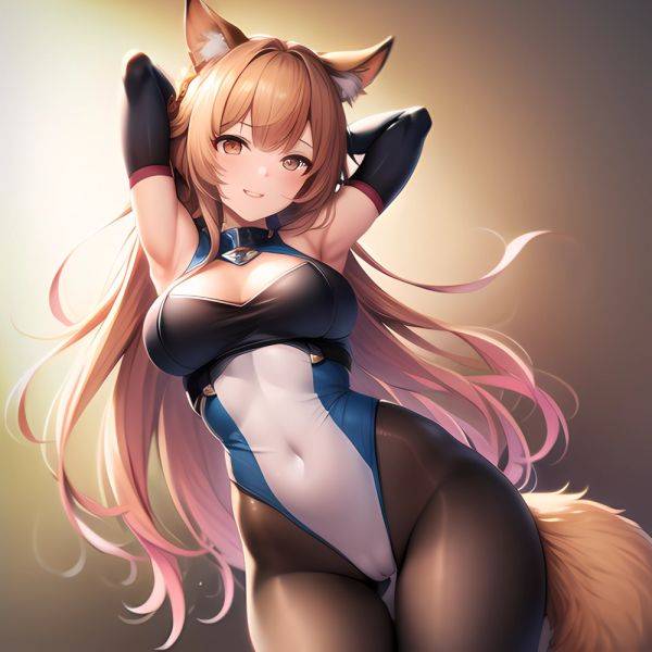 1girl Absurdres Animal Ear Fluff Animal Ears Arknights Arms Behind Head Chest Armor Covered Navel Gravel Arknights Highleg Highl, 1708847120 - AIHentai - aihentai.co on pornintellect.com