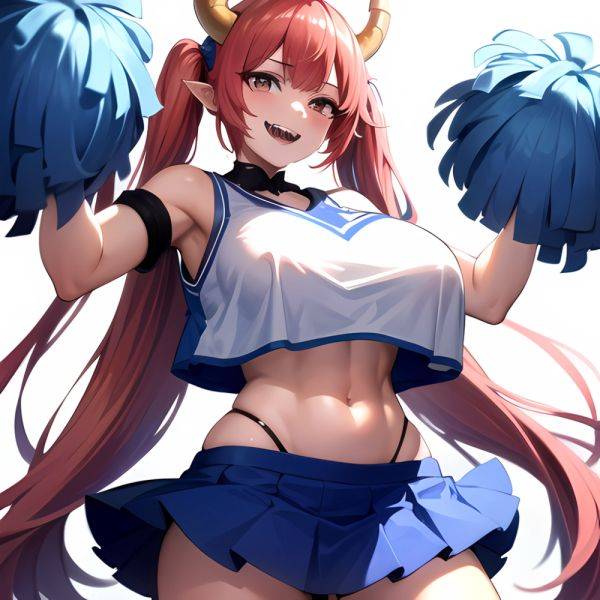 1girl Absurdres Blue Skirt Bluefrok Breasts Cheerleader Dragon Girl Dragon Horns Highres Holding Holding Pom Poms Horns Huge Bre, 1697215969 - AIHentai - aihentai.co on pornintellect.com