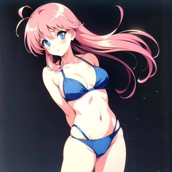 1990s Style 1girl Arms Behind Back 1 4 Bikini Blue Bikini Blue Eyes Cowboy Shot Kokura Masashi Long Hair Looking, 1650220674 - AIHentai - aihentai.co on pornintellect.com