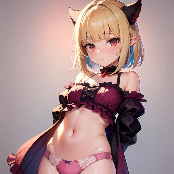 1girl Blonde Hair Frilled Panties Frills Highres Hip Bones Looking At Viewer Makaino Ririmu Multicolored Hair Navel Nijisanji No, 3330536763 - AIHentai - aihentai.co on pornintellect.com