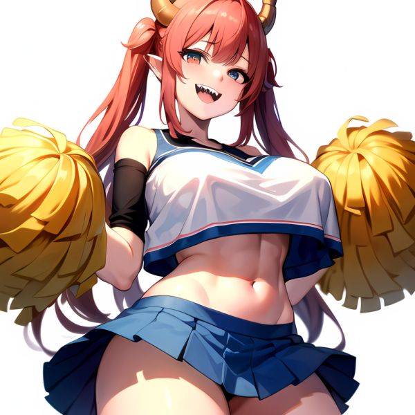 1girl Absurdres Blue Skirt Bluefrok Breasts Cheerleader Dragon Girl Dragon Horns Highres Holding Holding Pom Poms Horns Huge Bre, 4090584622 - AIHentai - aihentai.co on pornintellect.com