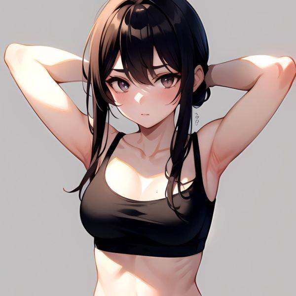 1girl Solo Tank Top Leggings Standing Fully Clothed Pov Simple Background Arms Behind Head, 1565674692 - AIHentai - aihentai.co on pornintellect.com