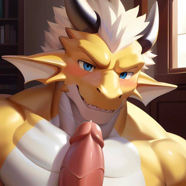 Male Anthro Muscle Kemono Dragon Penis 1 3 Yellow Body Furry Blush White Mane Horns Chunie Meesh Kiyosan Sigma X, 1210671997 - AIHentai - aihentai.co on pornintellect.com