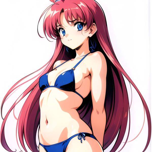 1990s Style 1girl Arms Behind Back 1 4 Bikini Blue Bikini Blue Eyes Cowboy Shot Kokura Masashi Long Hair Looking, 2787191953 - AIHentai - aihentai.co on pornintellect.com