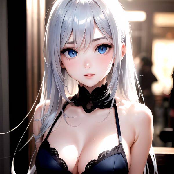 1girl Sexy Blue Eyes Silver Hair Arms Behind Back Facing The Camera Looking At The Camera, 3299632248 - AIHentai - aihentai.co on pornintellect.com