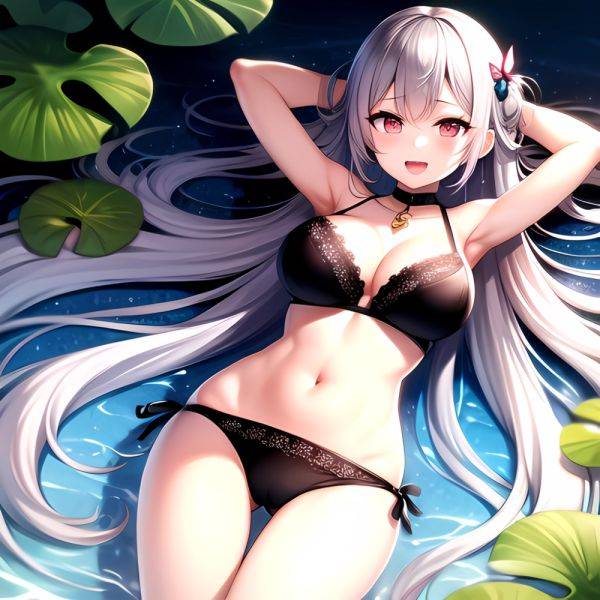 1girl D Bare Arms Bare Shoulders Bikini Black Bikini Breasts Bug Butterfly Butterfly Hair Ornament Choker Cleavage Feet Out Of, 146398763 - AIHentai - aihentai.co on pornintellect.com