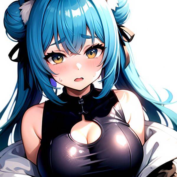 1girl Alternate Breast Size Animal Ear Fluff Animal Ears Animal Print Blue Hair Blush Breasts Cleavage Cutout Clothing Cutout Co, 1925116166 - AIHentai - aihentai.co on pornintellect.com