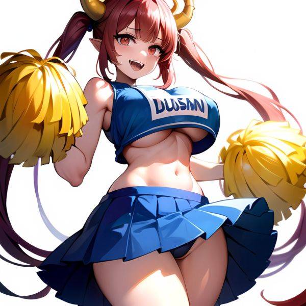 1girl Absurdres Blue Skirt Bluefrok Breasts Cheerleader Dragon Girl Dragon Horns Highres Holding Holding Pom Poms Horns Huge Bre, 2679602335 - AIHentai - aihentai.co on pornintellect.com