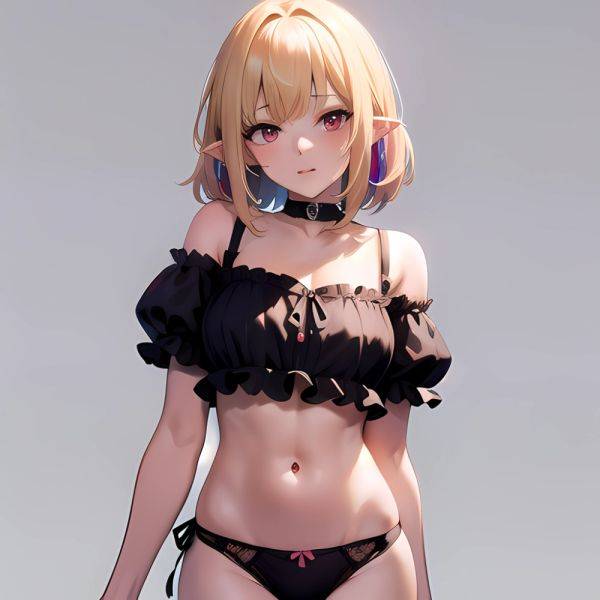 1girl Blonde Hair Frilled Panties Frills Highres Hip Bones Looking At Viewer Makaino Ririmu Multicolored Hair Navel Nijisanji No, 2546231192 - AIHentai - aihentai.co on pornintellect.com