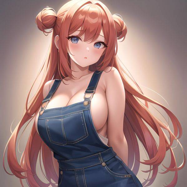 Sexy Overalls Half Naked One Side Down Exposing One Breast Absurdres Blush 1 1 Highres Detail Masterpiece Best Quality Hyper, 1627850555 - AIHentai - aihentai.co on pornintellect.com