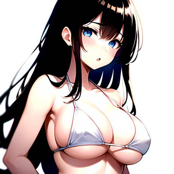 1girl O Absurdres Bikini White Bikini Black Hair Blue Eyes Breasts Cleavage Collarbone Commentary Request Highres Large Breasts, 3102605419 - AIHentai - aihentai.co on pornintellect.com