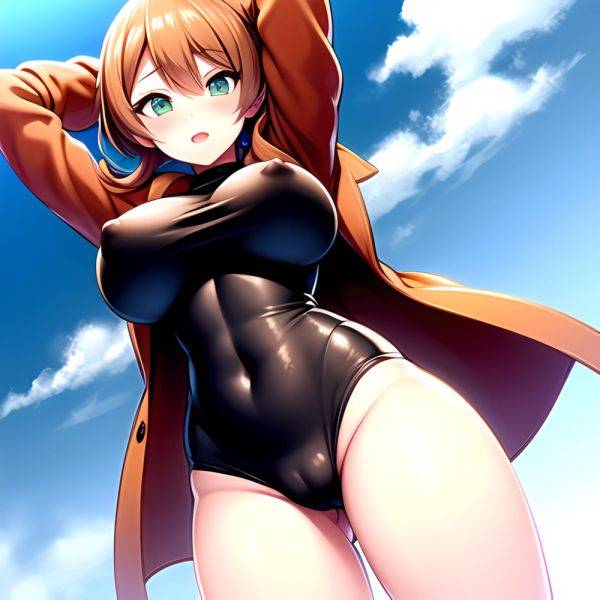 1girl Armpits Back Bare Legs Bikini Blush Breasts Covered Navel Cowboy Shot Creatures Company Female Focus Game Freak Green Eyes, 638837791 - AIHentai - aihentai.co on pornintellect.com