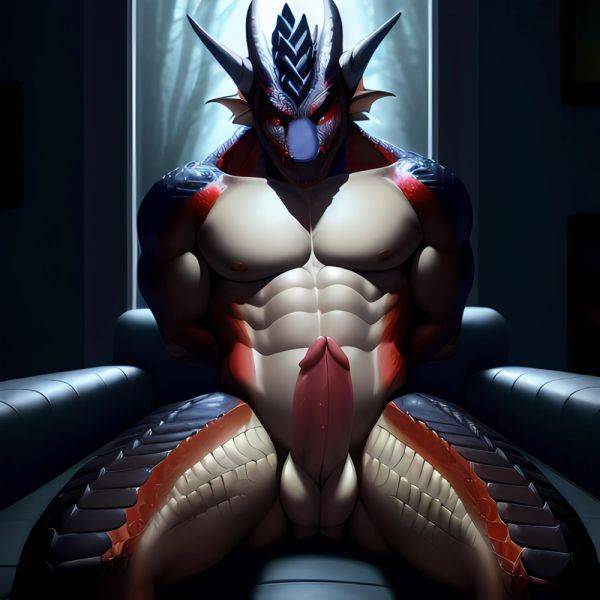 Anthro Dragon Male Solo Abs Muscular Dragon Penis Genital Slit Furry Sitting Realistic Scales Detailed Scales Texture 1 4 Detail, 2024264030 - AIHentai - aihentai.co on pornintellect.com