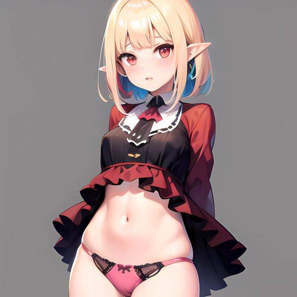 1girl Blonde Hair Frilled Panties Frills Highres Hip Bones Looking At Viewer Makaino Ririmu Multicolored Hair Navel Nijisanji No, 3530261695 - AIHentai - aihentai.co on pornintellect.com