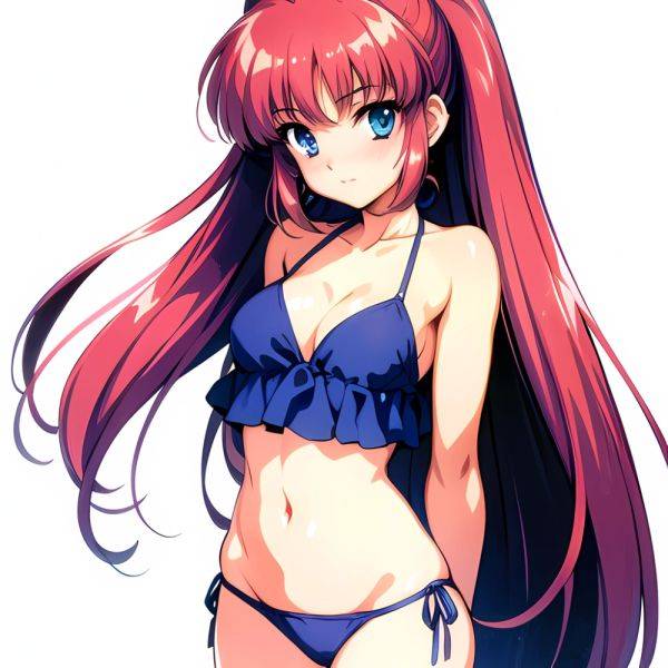 1990s Style 1girl Arms Behind Back 1 4 Bikini Blue Bikini Blue Eyes Cowboy Shot Kokura Masashi Long Hair Looking, 3621108299 - AIHentai - aihentai.co on pornintellect.com