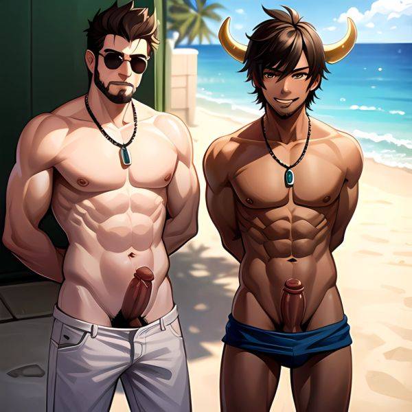 Naked Penis Abs Adjusting Eyewear Atlas Vos Bara Beach Bracelet Brown Eyes Brown Hair Bulge Collarbone Commission Cow Horns Dark, 143805051 - AIHentai - aihentai.co on pornintellect.com