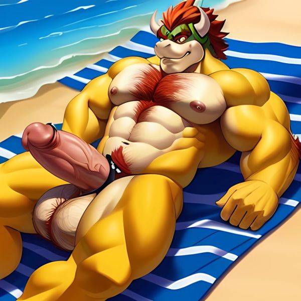 Bowser Laying On The Beach Yellow Skin Laying On A Towel Nude Beach Big Balls Big Penis Nipples Veins Muscles, 2541383940 - AIHentai - aihentai.co on pornintellect.com