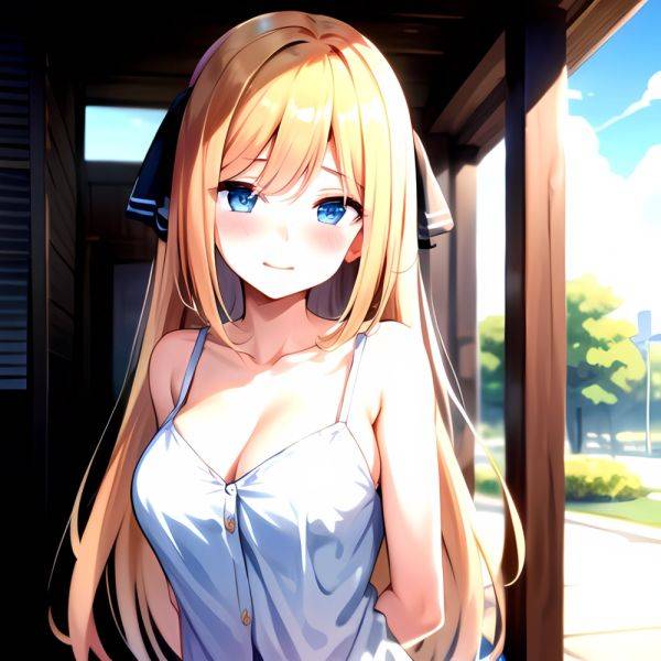 1girl Blonde Hair Blue Eyes Blush Breasts Go Toubun No Hanayome Miku Day Nakano Miku Arms Behind Back, 1547354616 - AIHentai - aihentai.co on pornintellect.com