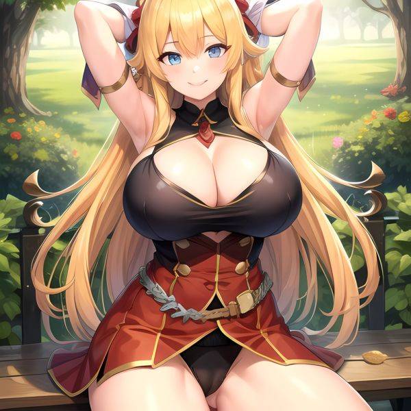 1girl Blonde Hair Breasts Cleavage Grenadier Manga Haganef Huge Breasts Long Hair Nipples Pussy Smile Tendou Rushuna Arms Behind, 3369890286 - AIHentai - aihentai.co on pornintellect.com