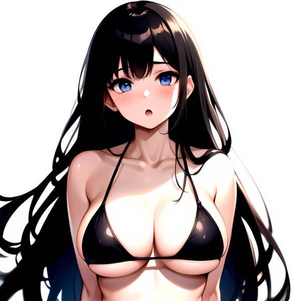 1girl O Absurdres Bikini Black Bikini Black Hair Blue Eyes Breasts Cleavage Collarbone Commentary Request Highres Large Breasts, 3212767195 - AIHentai - aihentai.co on pornintellect.com