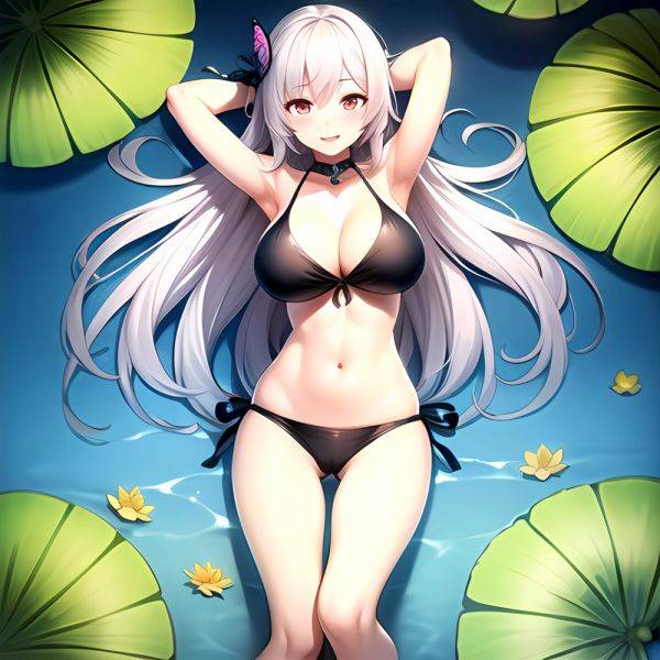 1girl D Bare Arms Bare Shoulders Bikini Black Bikini Breasts Bug Butterfly Butterfly Hair Ornament Choker Cleavage Feet Out Of, 2370657301 - AIHentai - aihentai.co on pornintellect.com