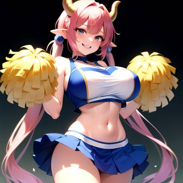 1girl Absurdres Blue Skirt Bluefrok Breasts Cheerleader Dragon Girl Dragon Horns Highres Holding Holding Pom Poms Horns Huge Bre, 1613527980 - AIHentai - aihentai.co on pornintellect.com