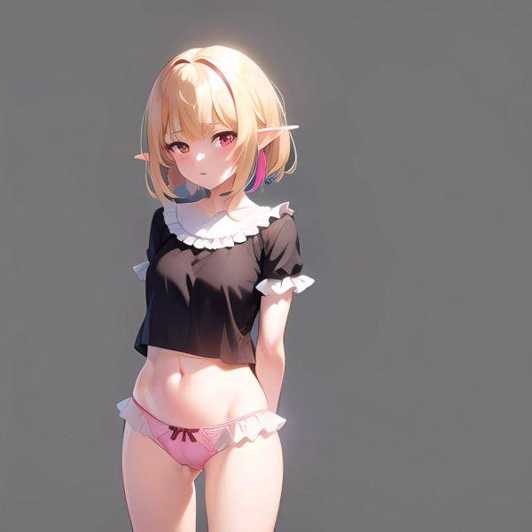 1girl Blonde Hair Frilled Panties Frills Highres Hip Bones Looking At Viewer Makaino Ririmu Multicolored Hair Navel Nijisanji No, 3240172788 - AIHentai - aihentai.co on pornintellect.com