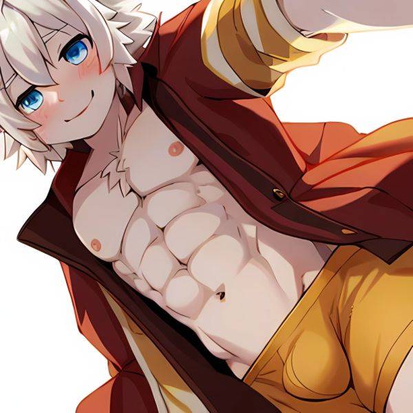 1boy Abs Absurdres Blue Eyes Closed Mouth Cowboy Shot Gojou Satoru Highres Jujutsu Kaisen Light Smile Looking To The Side, 1918302336 - AIHentai - aihentai.co on pornintellect.com