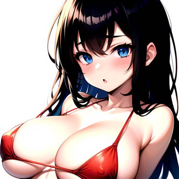 1girl O Absurdres Bikini Red Bikini Black Hair Blue Eyes Breasts Cleavage Collarbone Commentary Request Highres Large Breasts Lo, 2579898272 - AIHentai - aihentai.co on pornintellect.com