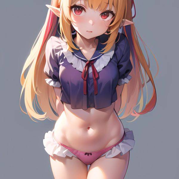 1girl Blonde Hair Frilled Panties Frills Highres Hip Bones Looking At Viewer Makaino Ririmu Multicolored Hair Navel Nijisanji No, 2839973682 - AIHentai - aihentai.co on pornintellect.com
