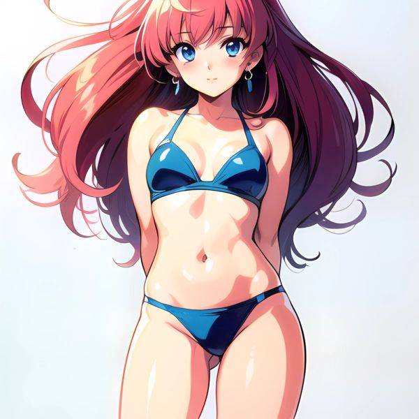 1990s Style 1girl Arms Behind Back 1 4 Bikini Blue Bikini Blue Eyes Cowboy Shot Kokura Masashi Long Hair Looking, 1869522018 - AIHentai - aihentai.co on pornintellect.com