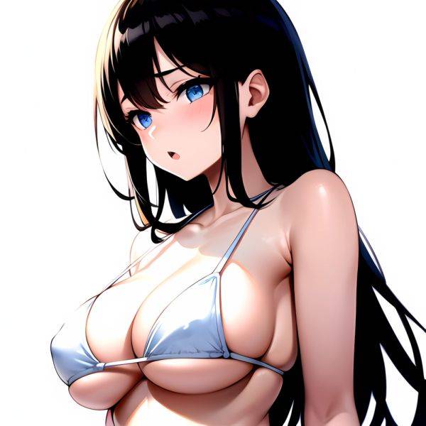 1girl O Absurdres Bikini White Bikini Black Hair Blue Eyes Breasts Cleavage Collarbone Commentary Request Highres Large Breasts, 1942448286 - AIHentai - aihentai.co on pornintellect.com