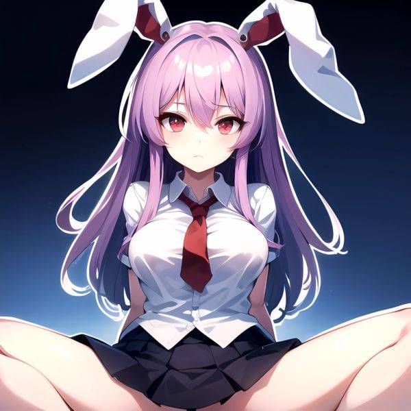 Ai Assisted Breasts Highres Medium Breasts Red Eyes Reisen Udongein Inaba Sitting Spread Legs Touhou Arms Behind Back White Outl, 909310091 - AIHentai - aihentai.co on pornintellect.com