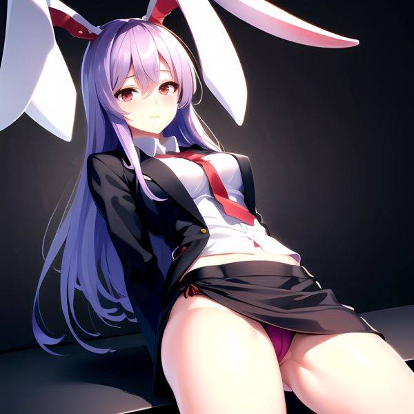 Ai Assisted Breasts Highres Medium Breasts Red Eyes Reisen Udongein Inaba Sitting Spread Legs Touhou Arms Behind Back, 2994489122 - AIHentai - aihentai.co on pornintellect.com