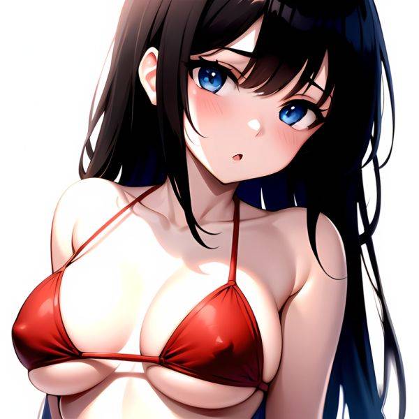 1girl O Absurdres Bikini Red Bikini Black Hair Blue Eyes Breasts Cleavage Collarbone Commentary Request Highres Large Breasts Lo, 3210002120 - AIHentai - aihentai.co on pornintellect.com