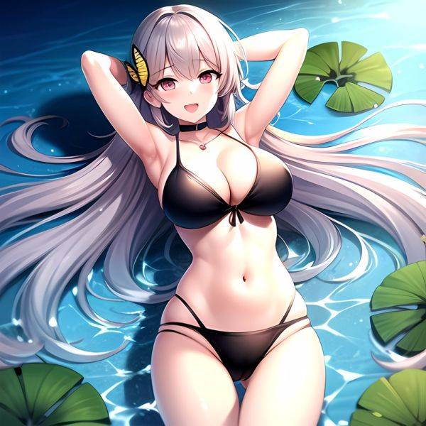 1girl D Bare Arms Bare Shoulders Bikini Black Bikini Breasts Bug Butterfly Butterfly Hair Ornament Choker Cleavage Feet Out Of, 1875907730 - AIHentai - aihentai.co on pornintellect.com