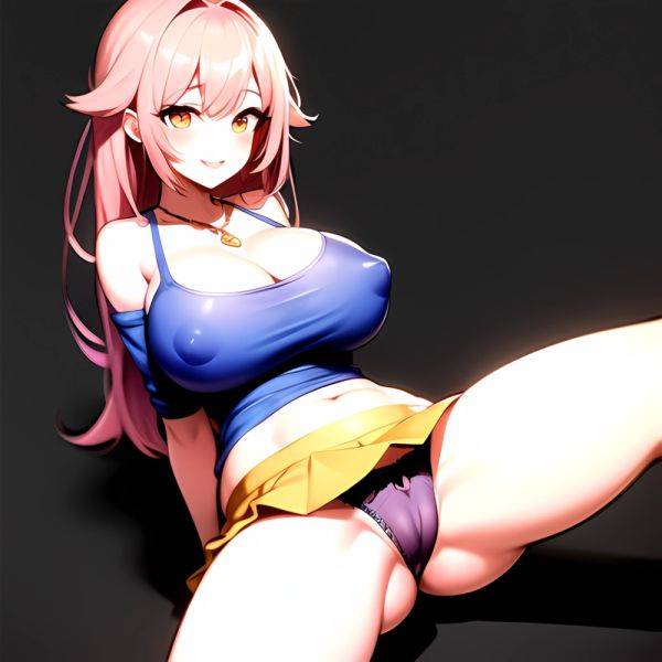 1girl Areola Slip Bare Shoulders Blue Shirt Blush Breasts Cameltoe Cleavage Commentary Request Female Pubic Hair Grey Background, 283206897 - AIHentai - aihentai.co on pornintellect.com