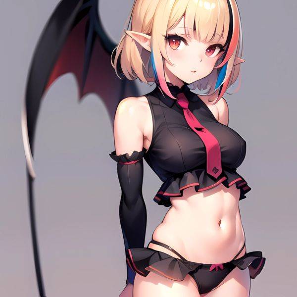 1girl Blonde Hair Frilled Panties Frills Highres Hip Bones Looking At Viewer Makaino Ririmu Multicolored Hair Navel Nijisanji No, 2181255429 - AIHentai - aihentai.co on pornintellect.com