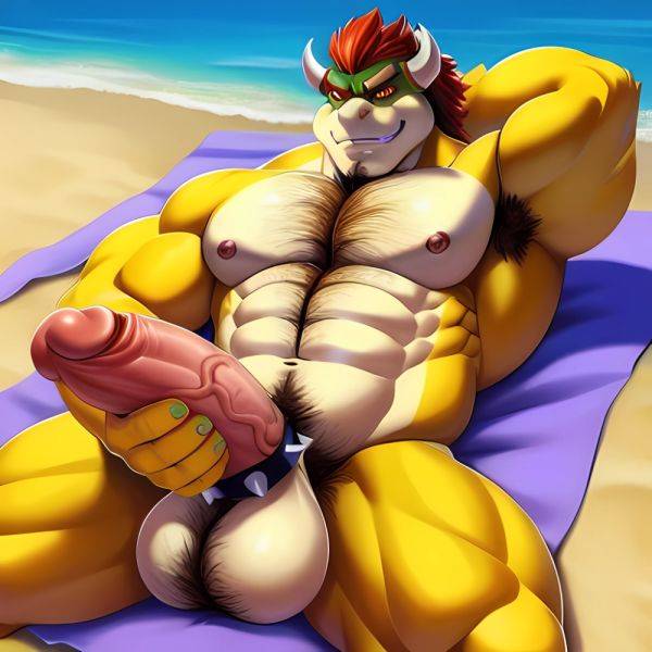 Bowser Laying On The Beach Yellow Skin Laying On A Towel Nude Beach Big Balls Big Penis Nipples Veins Muscles, 448900900 - AIHentai - aihentai.co on pornintellect.com