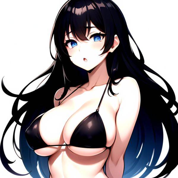 1girl O Absurdres Bikini Black Bikini Black Hair Blue Eyes Breasts Cleavage Collarbone Commentary Request Highres Large Breasts, 3736899091 - AIHentai - aihentai.co on pornintellect.com