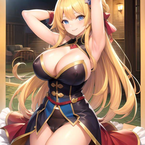 1girl Blonde Hair Breasts Cleavage Grenadier Manga Haganef Huge Breasts Long Hair Nipples Pussy Smile Tendou Rushuna Arms Behind, 3235930527 - AIHentai - aihentai.co on pornintellect.com