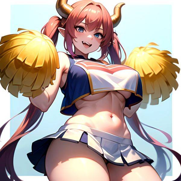 1girl Absurdres White Skirt Whitefrok Breasts Cheerleader Dragon Girl Dragon Horns Highres Holding Holding Pom Poms Horns Huge B, 3068329537 - AIHentai - aihentai.co on pornintellect.com