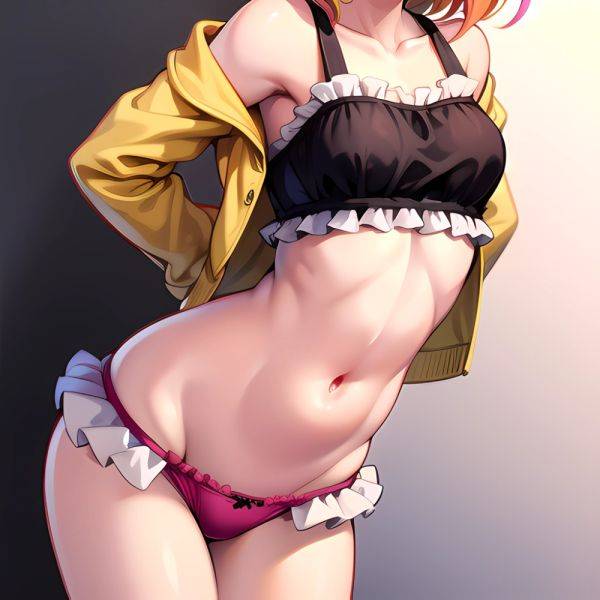 1girl Blonde Hair Frilled Panties Frills Highres Hip Bones Looking At Viewer Makaino Ririmu Multicolored Hair Navel Nijisanji No, 2741028606 - AIHentai - aihentai.co on pornintellect.com