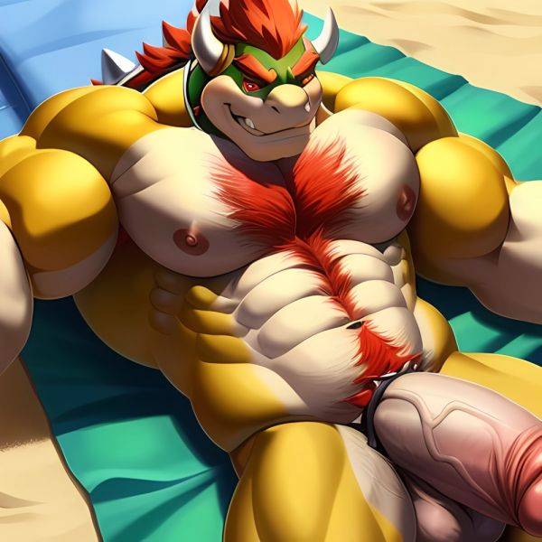 Bowser Laying On The Beach Yellow Skin Laying On A Towel Nude Beach Big Balls Big Penis Nipples Veins Muscles, 711146019 - AIHentai - aihentai.co on pornintellect.com