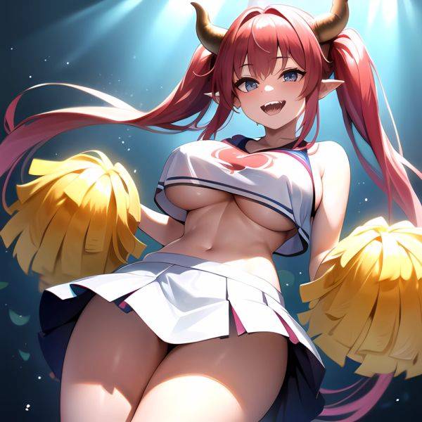 1girl Absurdres White Skirt Whitefrok Breasts Cheerleader Dragon Girl Dragon Horns Highres Holding Holding Pom Poms Horns Huge B, 1653027324 - AIHentai - aihentai.co on pornintellect.com