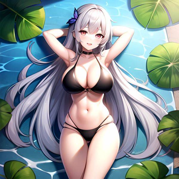 1girl D Bare Arms Bare Shoulders Bikini Black Bikini Breasts Bug Butterfly Butterfly Hair Ornament Choker Cleavage Feet Out Of, 3053505441 - AIHentai - aihentai.co on pornintellect.com