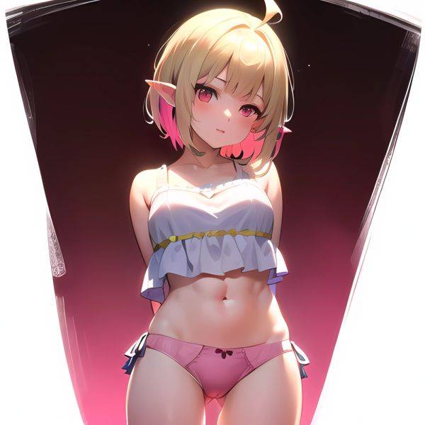 1girl Blonde Hair Frilled Panties Frills Highres Hip Bones Looking At Viewer Makaino Ririmu Multicolored Hair Navel Nijisanji No, 2659066140 - AIHentai - aihentai.co on pornintellect.com