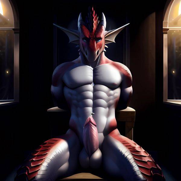 Anthro Dragon Male Solo Abs Muscular Dragon Penis Genital Slit Furry Sitting Realistic Scales Detailed Scales Texture 1 4 Detail, 1766852349 - AIHentai - aihentai.co on pornintellect.com