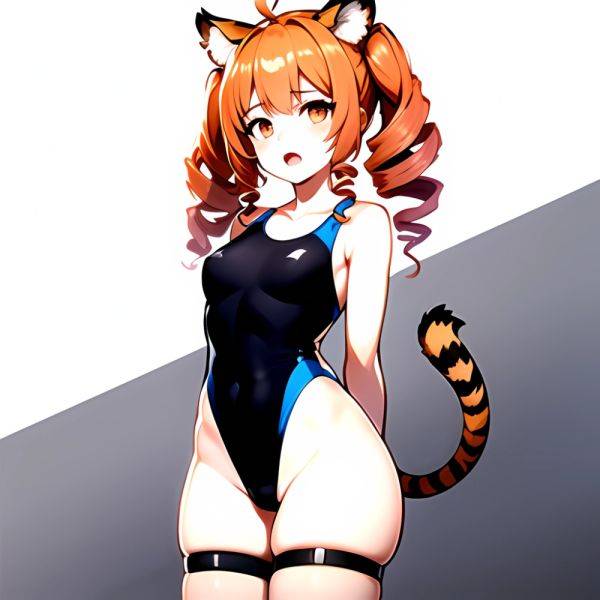 1girl Ahoge Animal Ears Arknights Black One Piece Swimsuit Blush Center Opening Drill Hair Drill Sidelocks Groin Highres Invisib, 2606139127 - AIHentai - aihentai.co on pornintellect.com