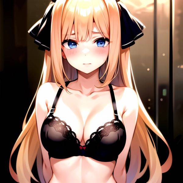 1girl Blonde Hair Blue Eyes Black Bra Blush Breasts Go Toubun No Hanayome Miku Day Nakano Miku Arms Behind Back, 2182218387 - AIHentai - aihentai.co on pornintellect.com